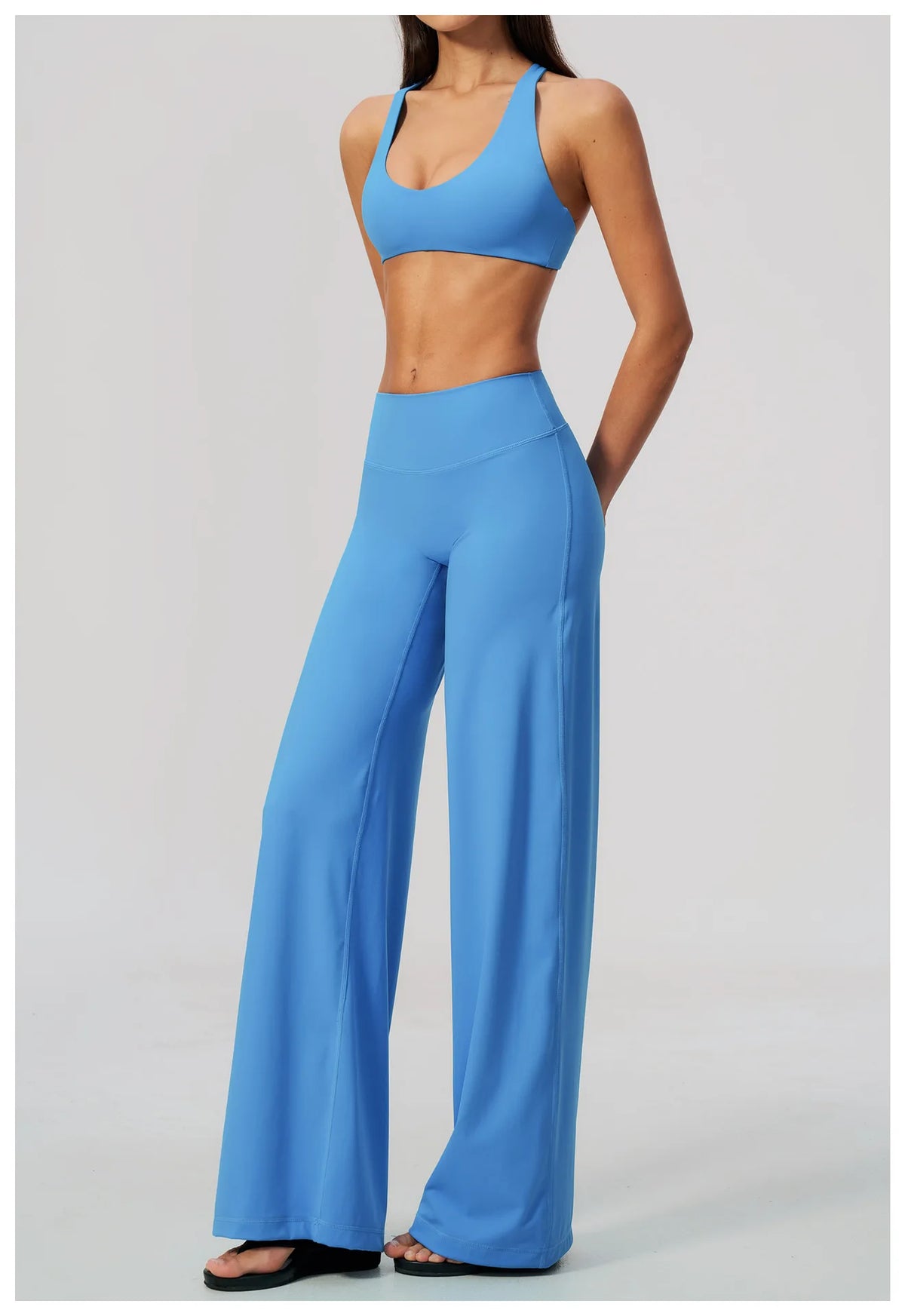 NCLAGEN Gym Set 2 Piece Workout Clothes For Women Bra & Wide-leg Trousers High Wais Fitness Suit Sport Outfit Pilates Sportwear