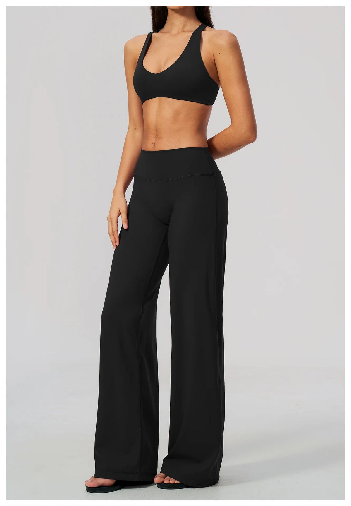NCLAGEN Gym Set 2 Piece Workout Clothes For Women Bra & Wide-leg Trousers High Wais Fitness Suit Sport Outfit Pilates Sportwear