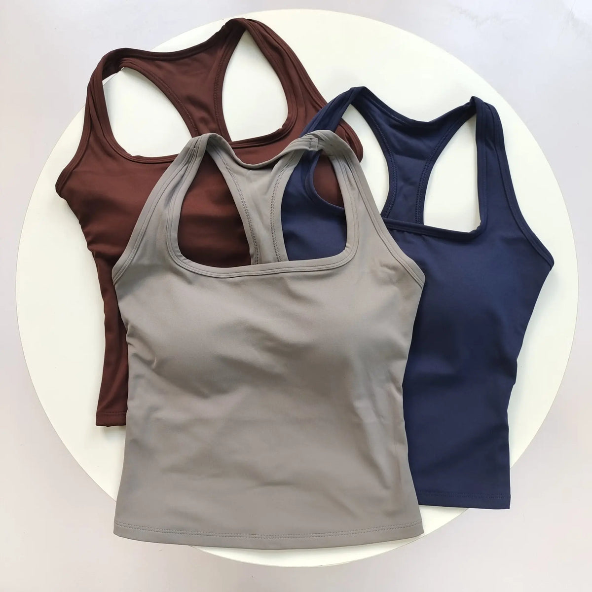 Women's Square Neck Racerback Sports Bra Fixed Pads Shockproof for Yoga Pilates Running Gym
