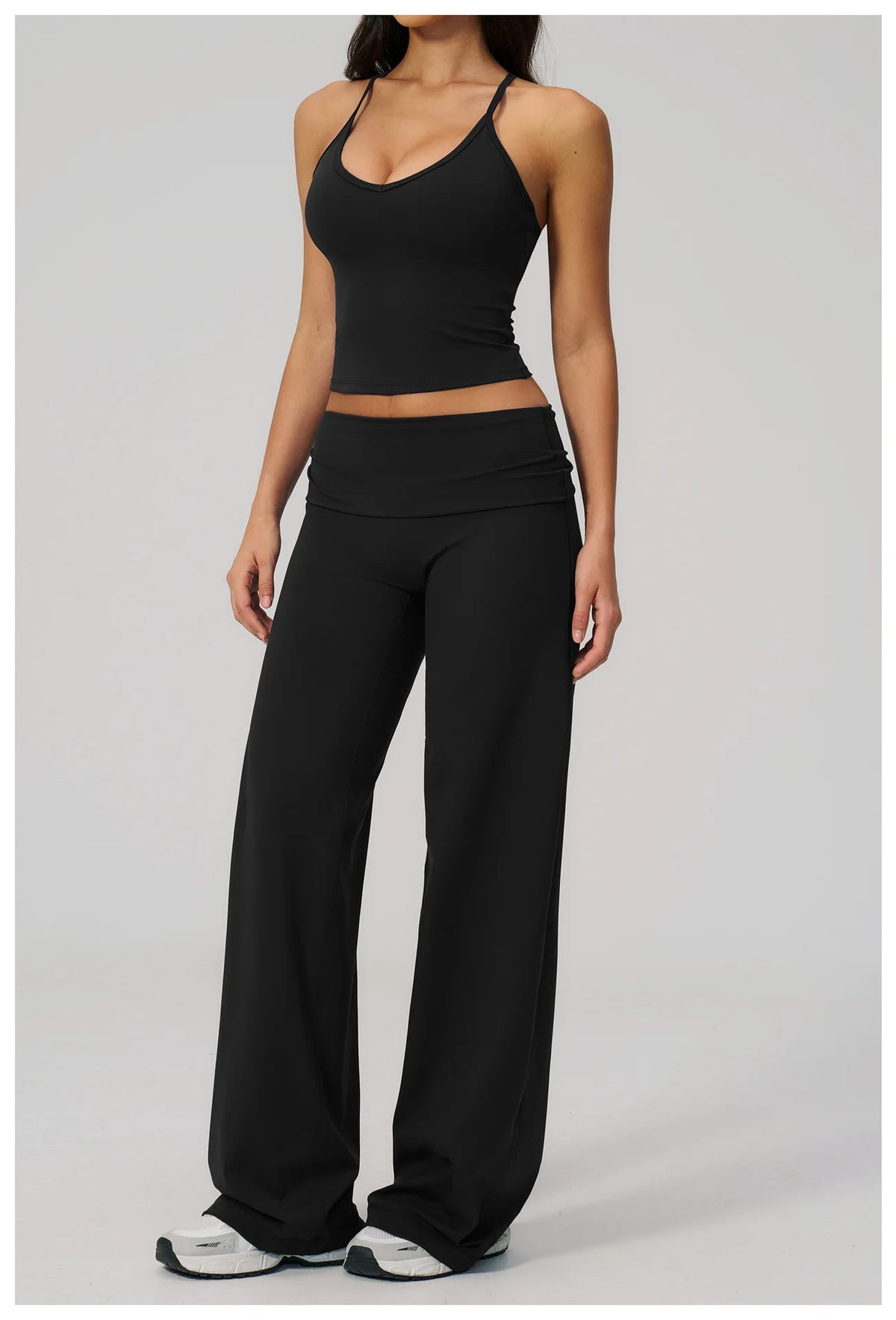 NCLAGEN Women Sportwear 2 Piece Yoga Set Pilates Tank Top Wide-leg Trousers Workout Gym Clothes Fitness Suit Speed Activewear