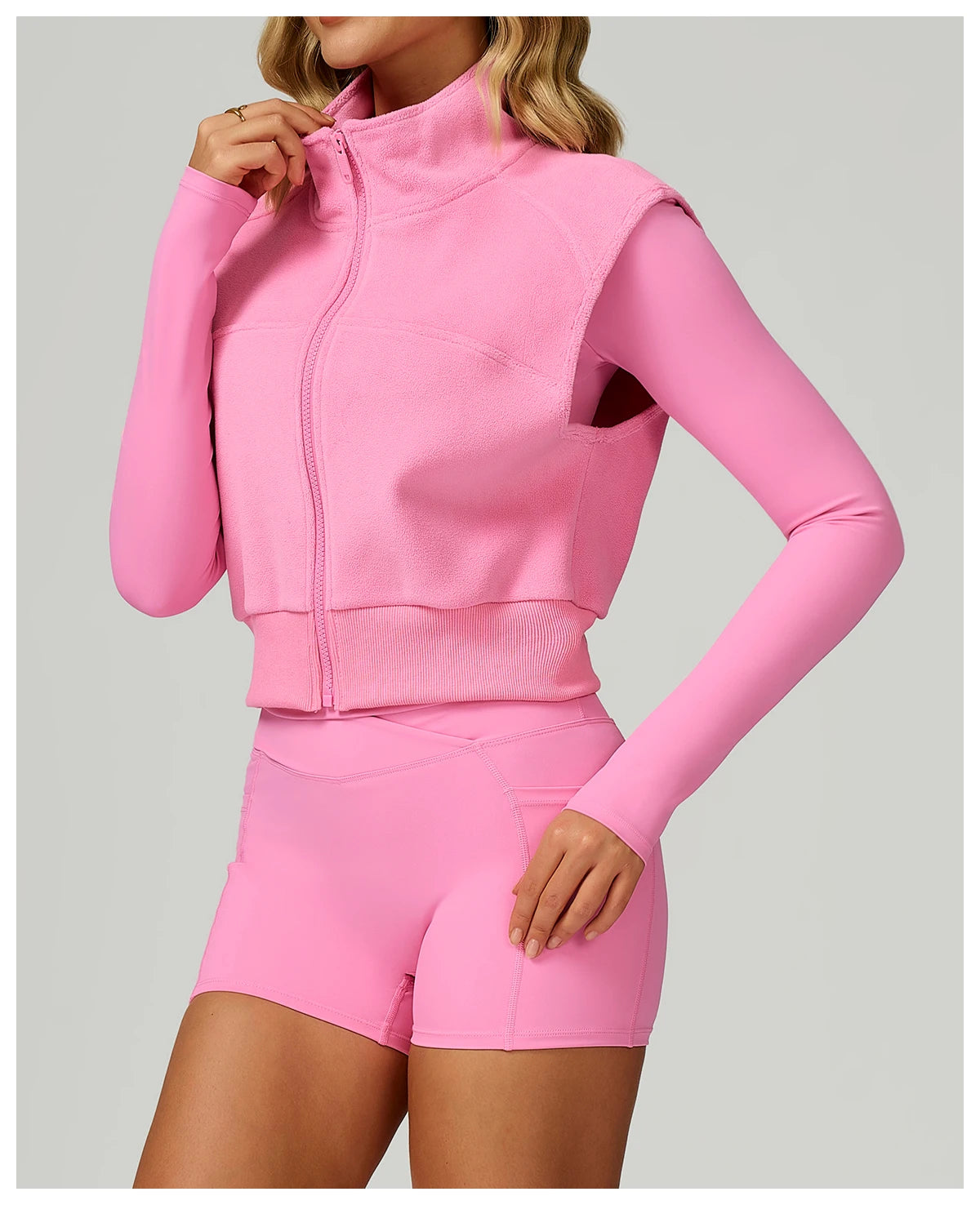 High Neck Velvet Vest