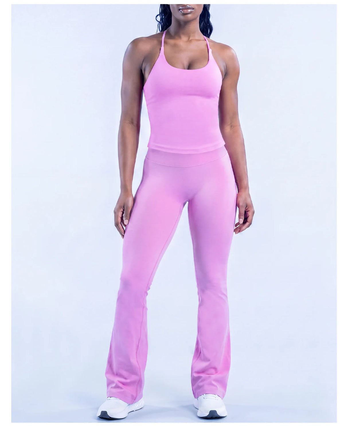 NCLAGEN Yoga Sets Women Gym Clothes 2 Pcs Seamless Twist Back Tank Top & Flares Scrunch Booty Fitness Suit Workout Activewear