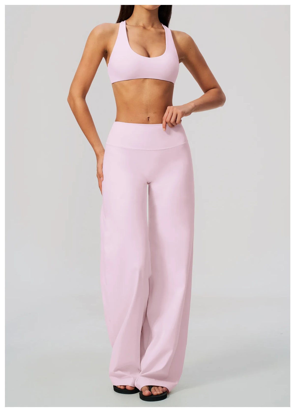 NCLAGEN Gym Set 2 Piece Workout Clothes For Women Bra & Wide-leg Trousers High Wais Fitness Suit Sport Outfit Pilates Sportwear