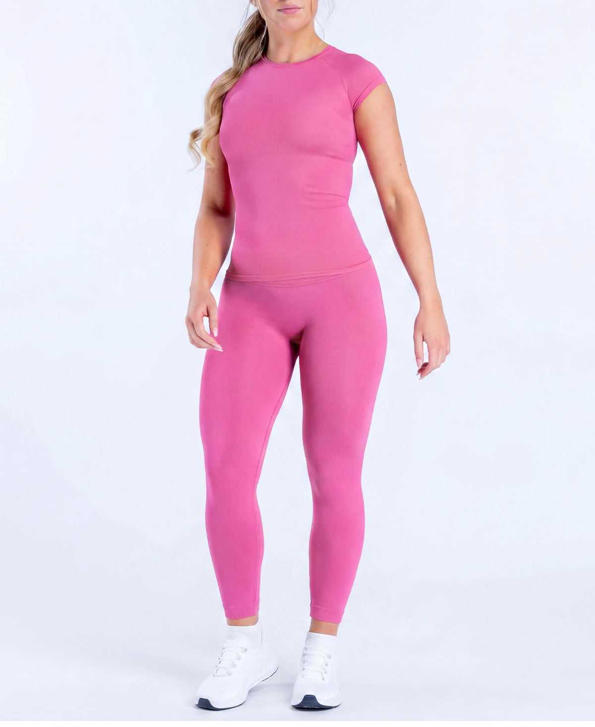 NCLAGEN Yoga Sets 18 Women Gym Clothes Defy Short Sleeve Top And Defy Leggings 2 Piece Fitness Seamless Suit Workout Sportswear