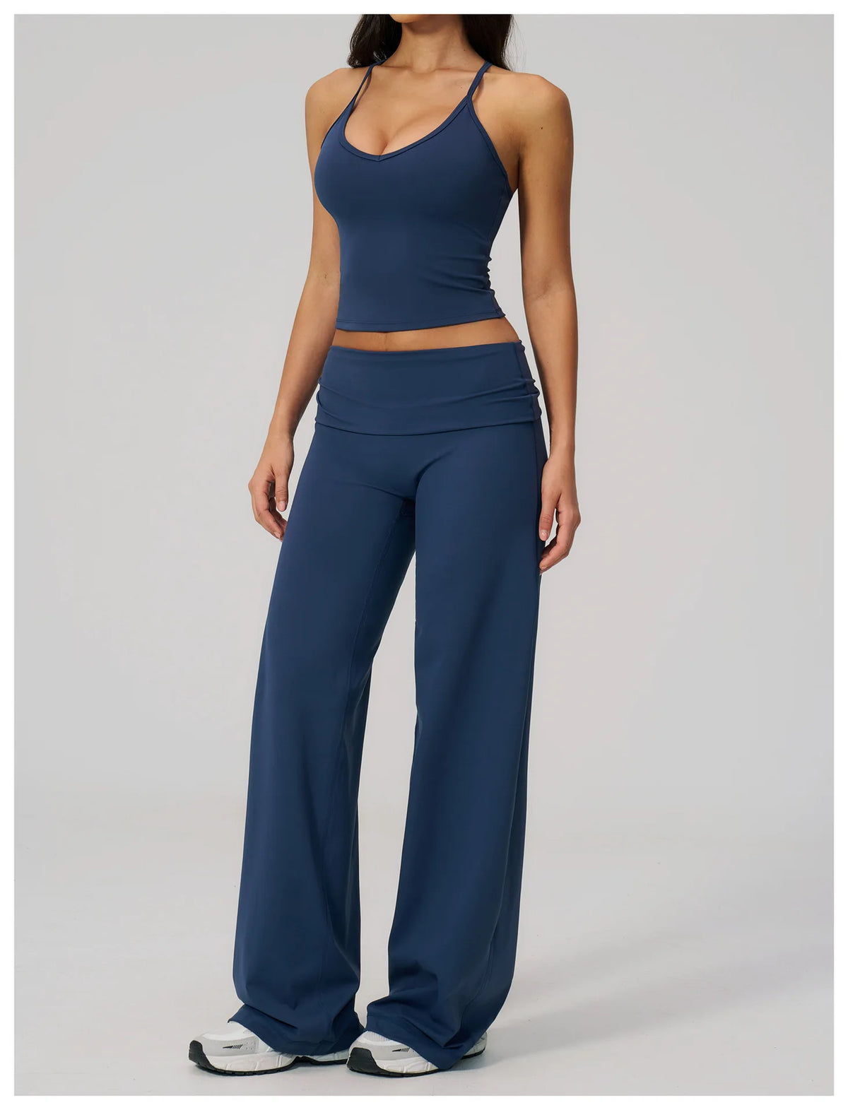 NCLAGEN Women Sportwear 2 Piece Yoga Set Pilates Tank Top Wide-leg Trousers Workout Gym Clothes Fitness Suit Speed Activewear