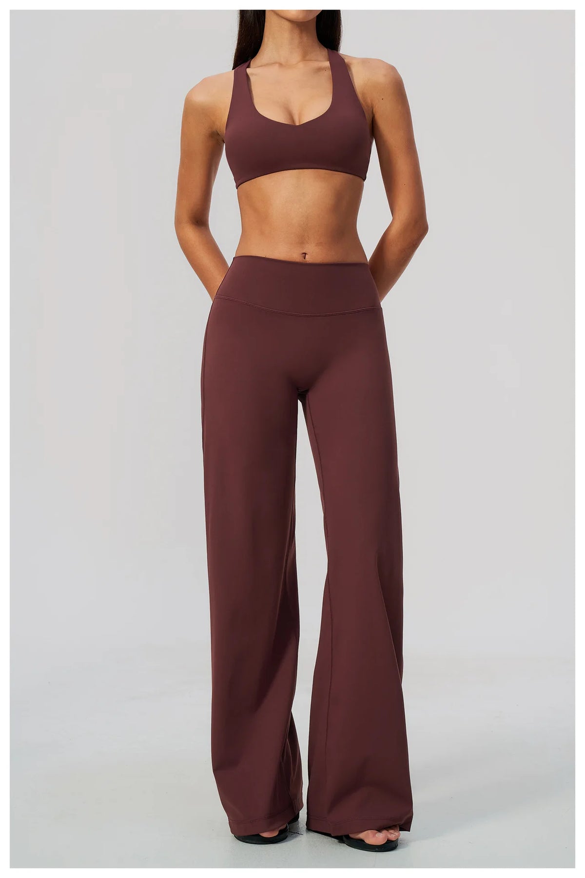 NCLAGEN Gym Set 2 Piece Workout Clothes For Women Bra & Wide-leg Trousers High Wais Fitness Suit Sport Outfit Pilates Sportwear