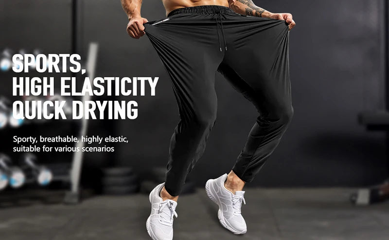 Men's Athletic Stretchy Quick Dry Pants with Zipper Pockets Lightweight Sweatpants for Outdoor Hiking Fishing Running Workout