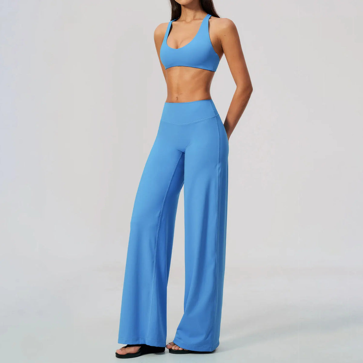 NCLAGEN Gym Set 2 Piece Workout Clothes For Women Bra & Wide-leg Trousers High Wais Fitness Suit Sport Outfit Pilates Sportwear