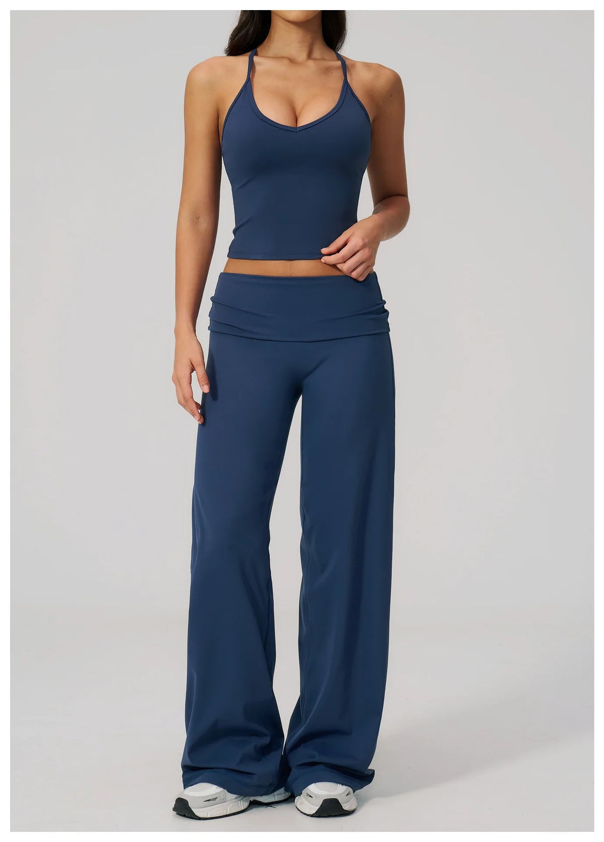 NCLAGEN Women Sportwear 2 Piece Yoga Set Pilates Tank Top Wide-leg Trousers Workout Gym Clothes Fitness Suit Speed Activewear