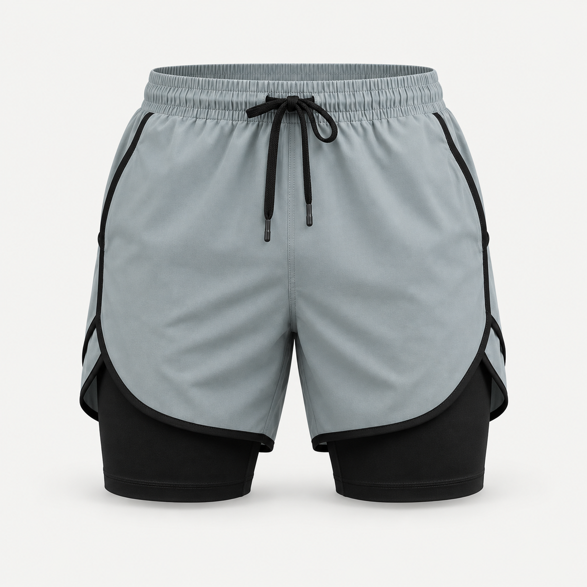 CoreLayer 2-in-1 Training Shorts in grey and black