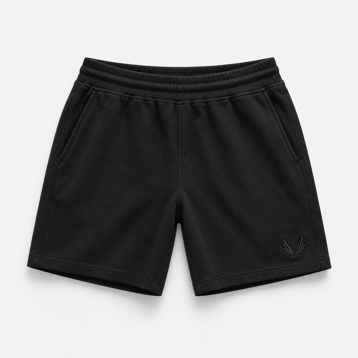 CrestLine Embroidered Cotton Shorts in black