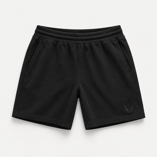CrestLine Embroidered Cotton Shorts in black