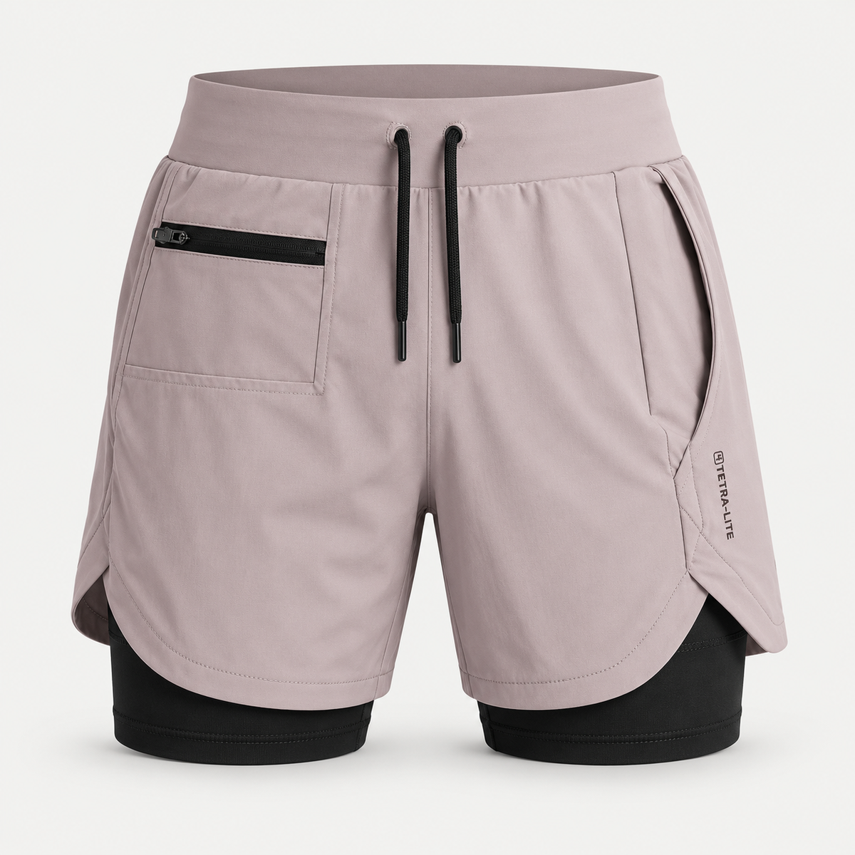 DuoMotion 2-in-1 Sports Shorts in blush grey and black