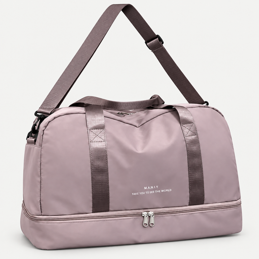 ExpandFit Travel Bag on a warm light-grey studio background
