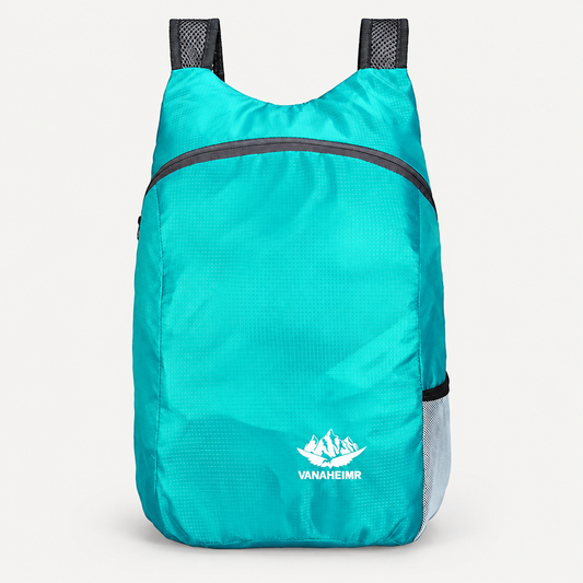 PackLite Foldable Backpack on a warm light-grey studio background